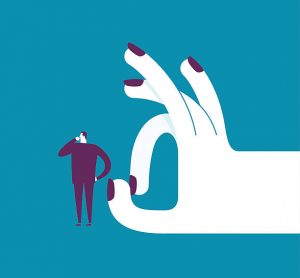 Vector Illustration Woman Shoots With Her Finger Off A Man